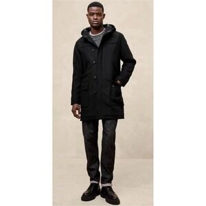 Banana Republic Large Men's Loop Button Jacket $280 Black Wool Winter Coat